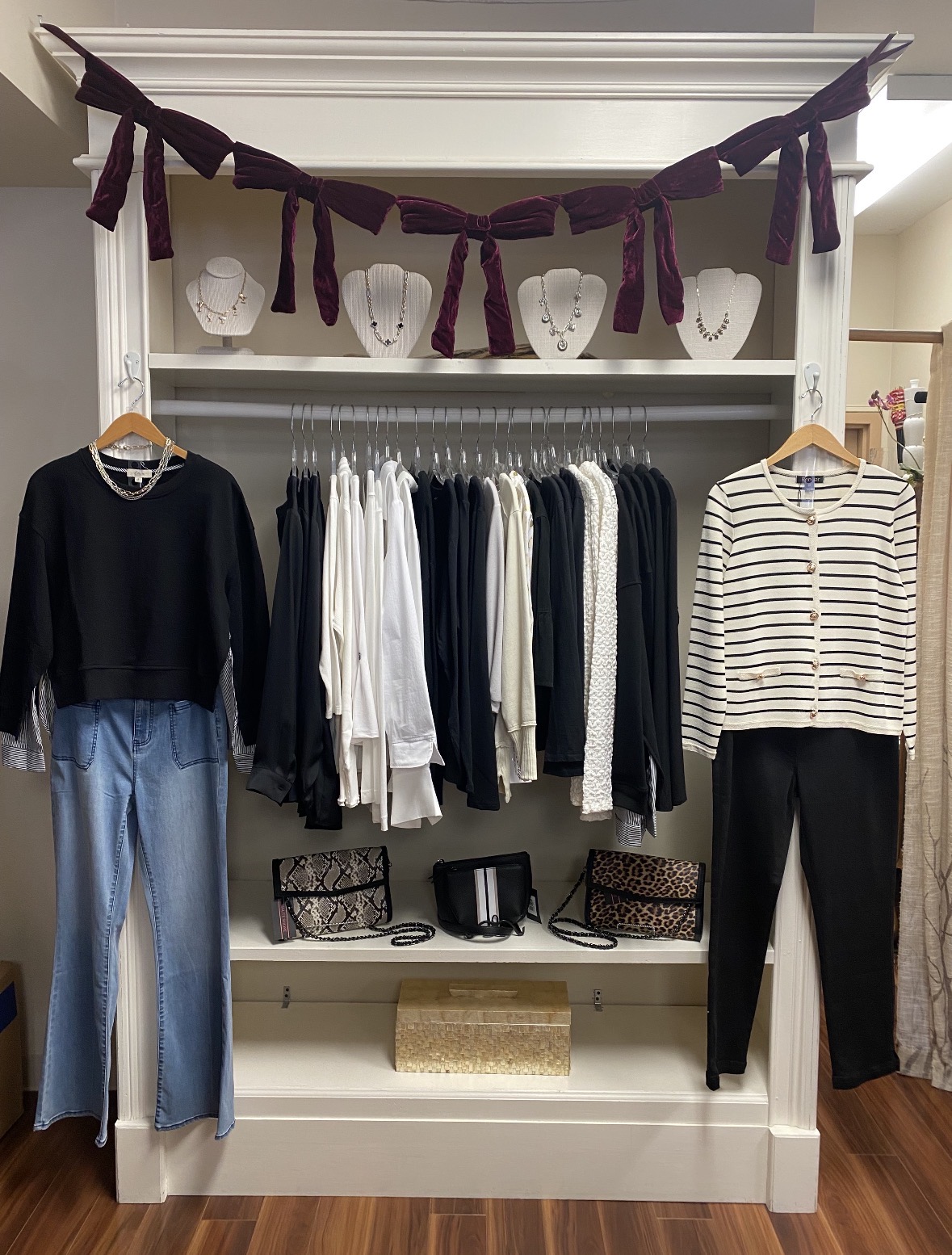 clothing and jewelry display
